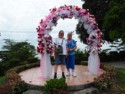June and Linda under the bridal arch